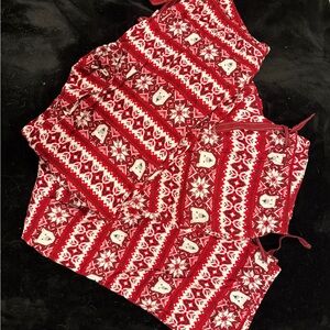 Set of THREE Red and White Snowflakes and Polar Bears Pajama Pants